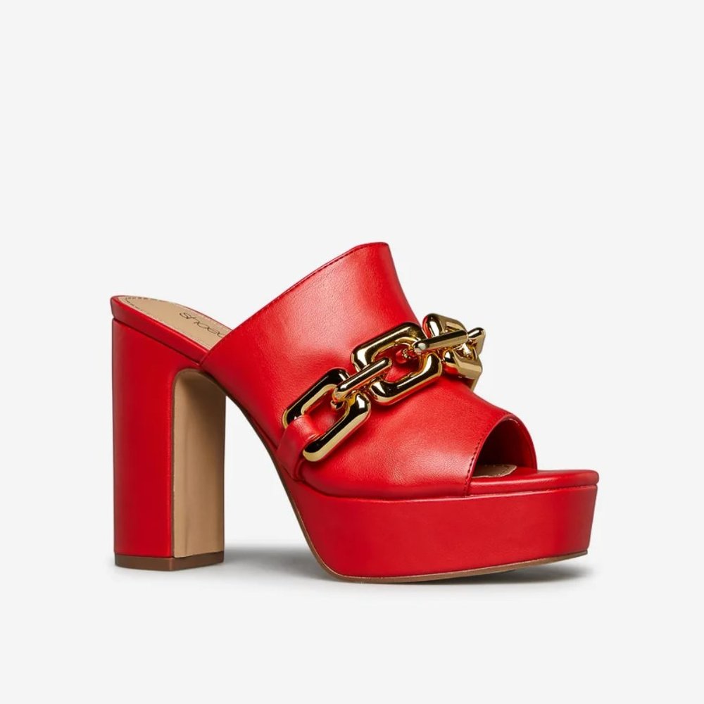 NEW IN BOX - Euryalos Platform Sandal Red